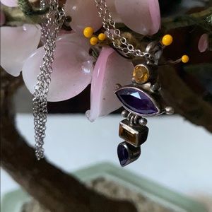 Vintage 925 amethyst citrine necklace